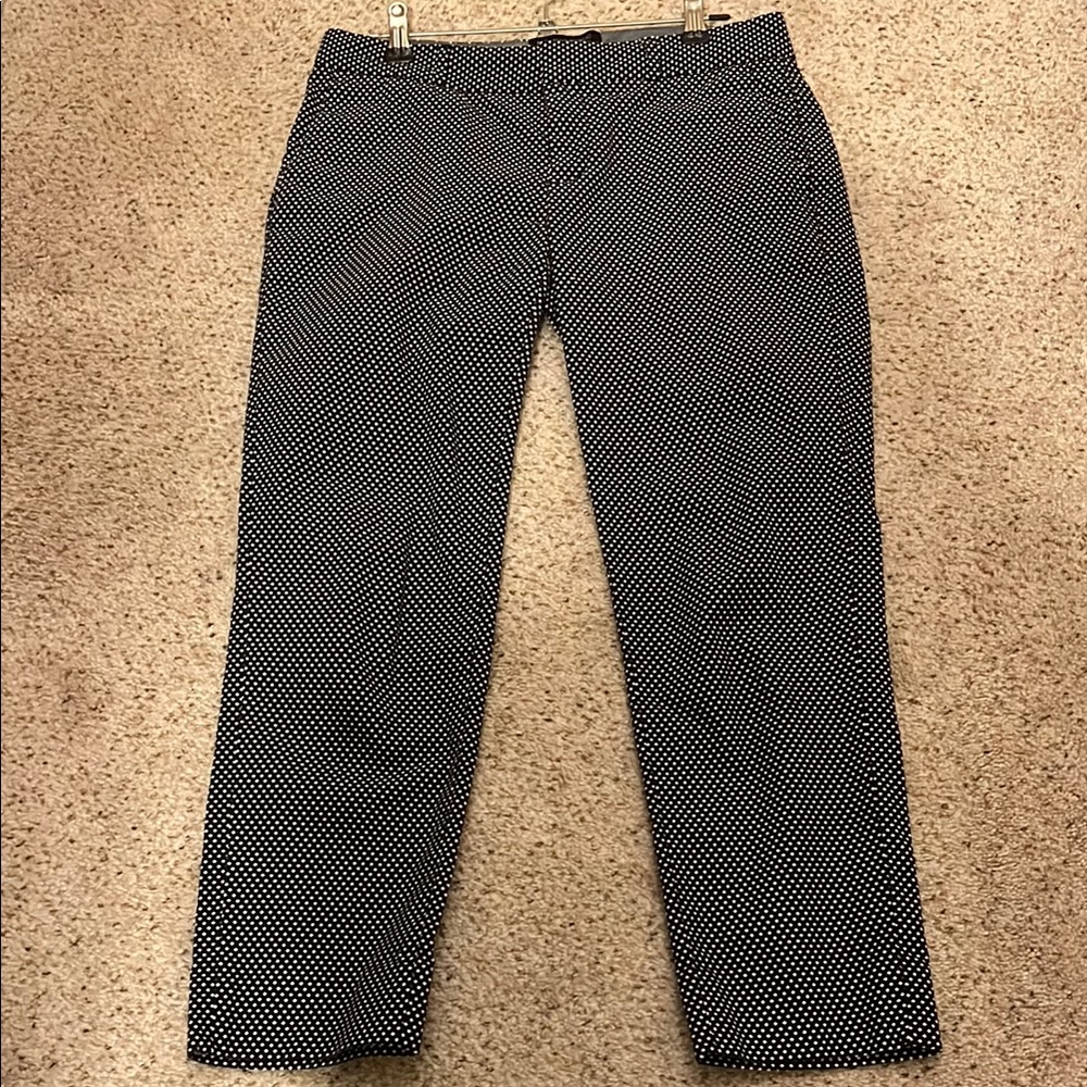 Navy and White Capri Dress Pants with Straight Leg Design